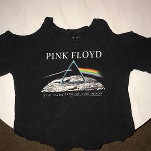 Distressed Pink Floyd Off the Shoulder Tee